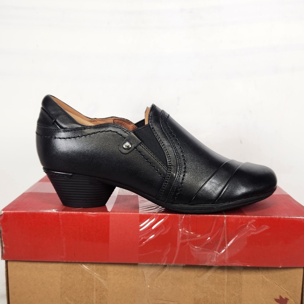 Cobb Hill Laurel Slip On Womens Size 7 Black Leather Comfort Block Heel Loafer